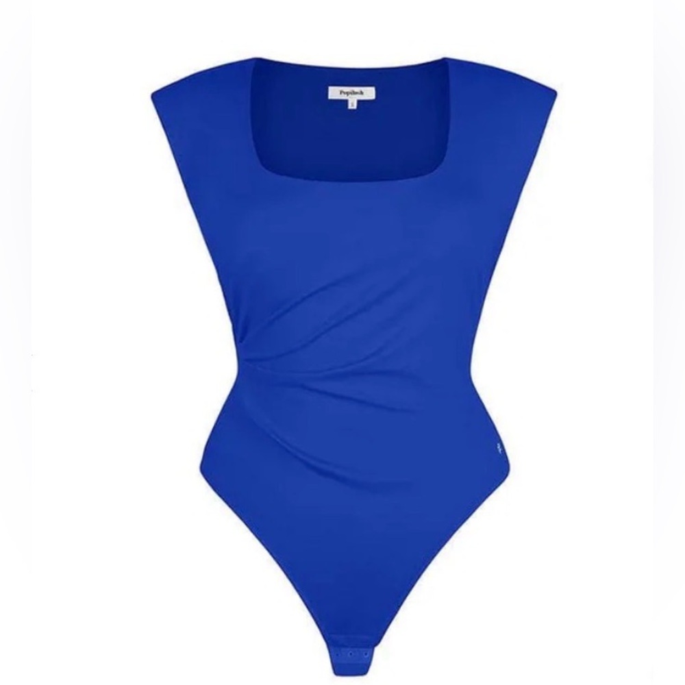 popilush Royal Blue Square-round neck bodysuit 
size XL with shapewear, NWOT
